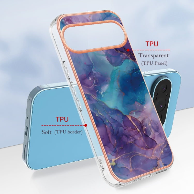 For Google Pixel 9 Pro XL Electroplating Marble Dual-side IMD Phone Case(Purple 016) - Google Cases by PMC TechLife | Online Shopping South Africa | PMC TechLife | Buy Now Pay Later Mobicred