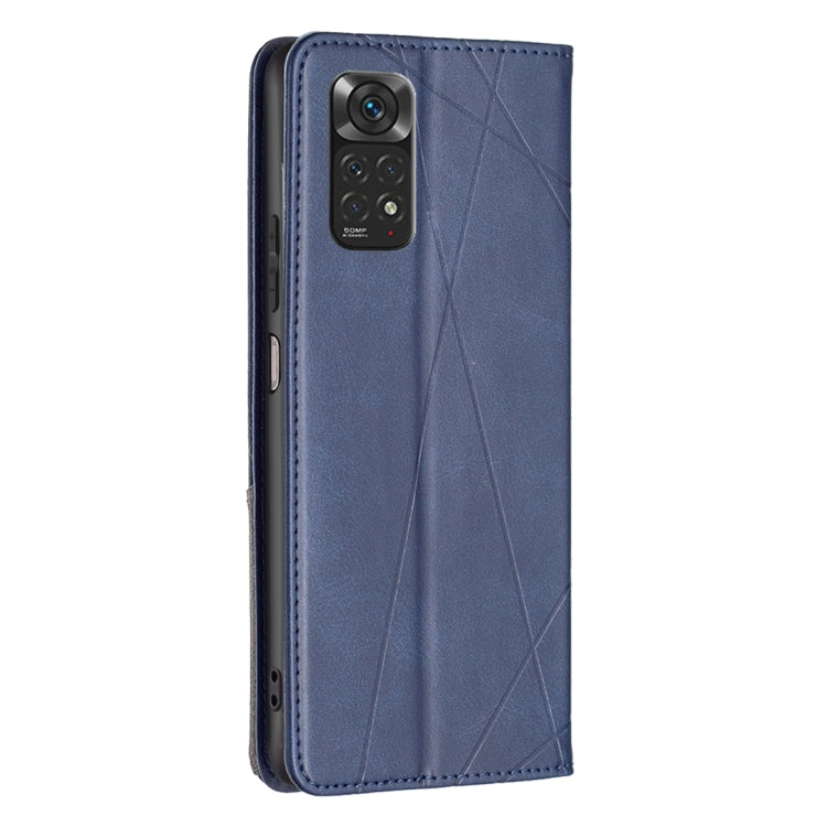 For Xiaomi Redmi Note 12S 4G / Note 11 Rhombus Texture Magnetic Leather Phone Case(Blue)