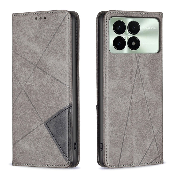 For Xiaomi Redmi K70 / K70 Pro Rhombus Texture Magnetic Leather Phone Case(Grey)