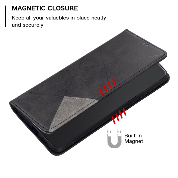 For Xiaomi Redmi K70E Rhombus Texture Magnetic Leather Phone Case(Black) - Xiaomi Cases by PMC TechLife | Online Shopping South Africa | PMC TechLife | Buy Now Pay Later Mobicred