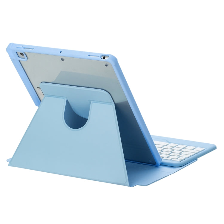 For iPad 11 2025 / 10th Gen 10.9 2022 F10B 360 Rotation Acrylic Transparent Bluetooth Keyboard Leather Case(Blue) - Universal by PMC Jewellery | Online Shopping South Africa | PMC Jewellery | Buy Now Pay Later Mobicred