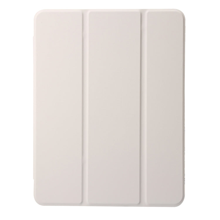 For iPad Air 11 2025 / 2024 Clear Acrylic 3-Fold Leather Tablet Case(Grey)