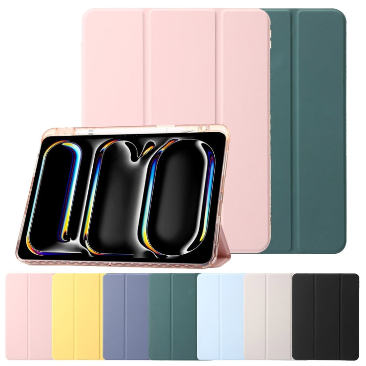 For iPad Pro 11 2024 Clear Acrylic 3-Fold Leather Tablet Case(Yellow) - iPad Pro 11 2024 Cases by PMC TechLife | Online Shopping South Africa | PMC TechLife | Buy Now Pay Later Mobicred