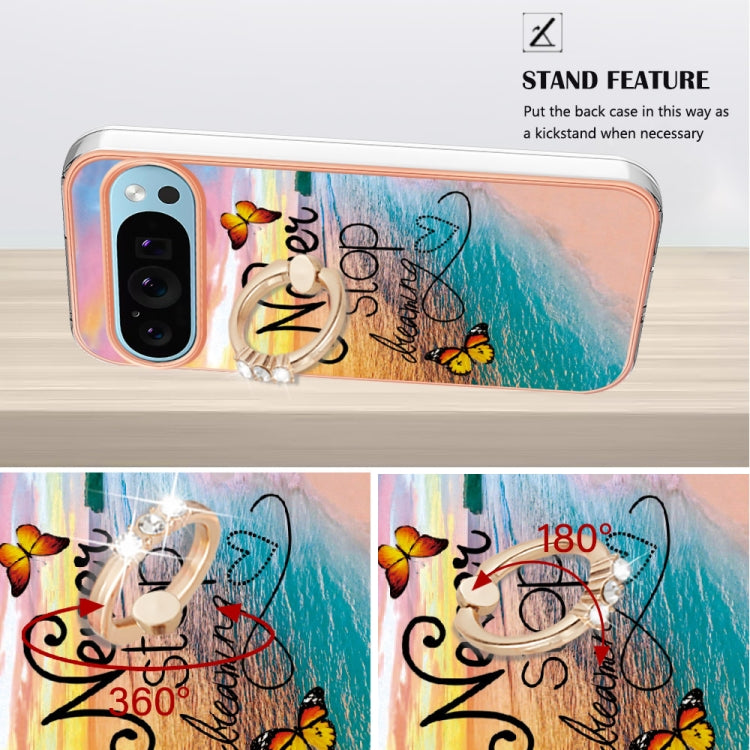 For Google Pixel 9 Pro XL Electroplating IMD TPU Phone Case with Ring(Dream Butterfly)