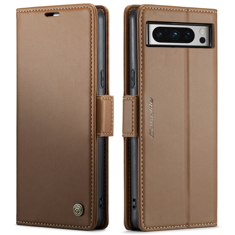 For Google Pixel 8 Pro CaseMe 023 Butterfly Buckle Litchi Texture RFID Anti-theft Leather Phone Case(Brown)