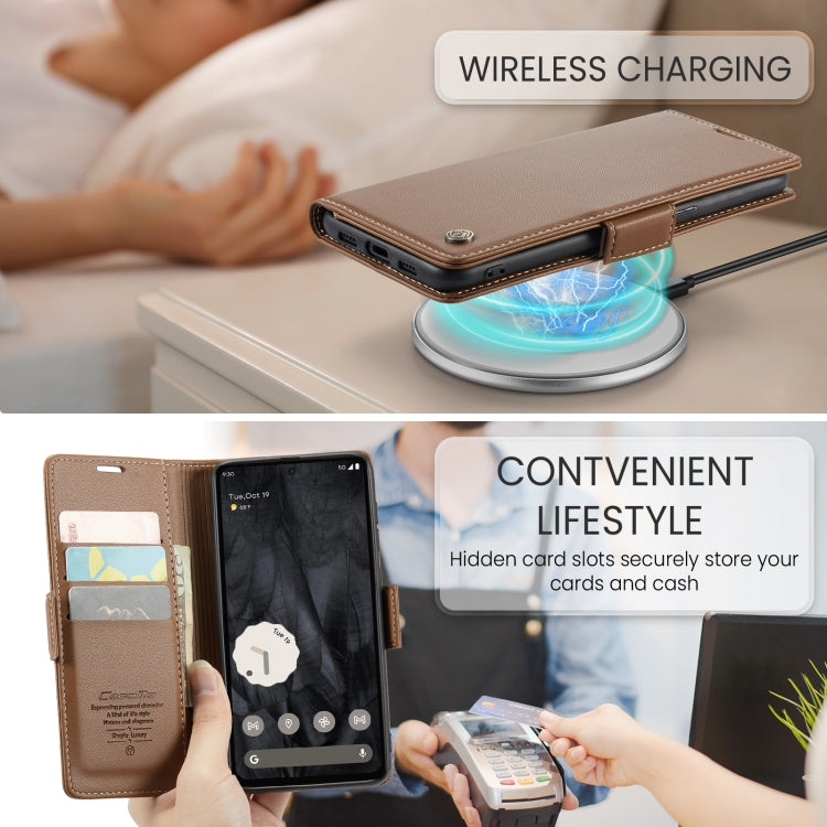 For Google Pixel 8 Pro CaseMe 023 Butterfly Buckle Litchi Texture RFID Anti-theft Leather Phone Case(Brown)