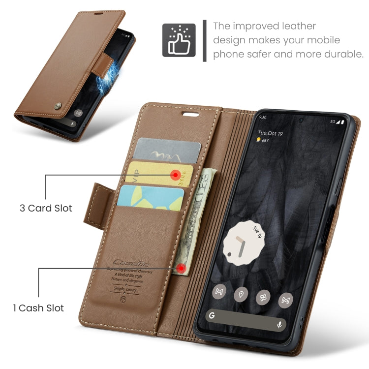For Google Pixel 8 Pro CaseMe 023 Butterfly Buckle Litchi Texture RFID Anti-theft Leather Phone Case(Brown)