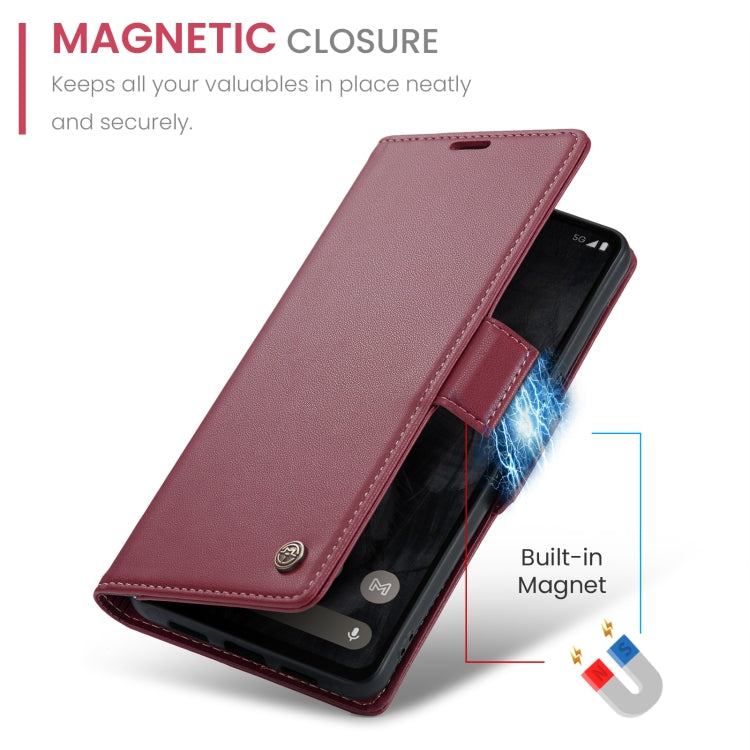 For Google Pixel 8 Pro CaseMe 023 Butterfly Buckle Litchi Texture RFID Anti-theft Leather Phone Case(Wine Red)