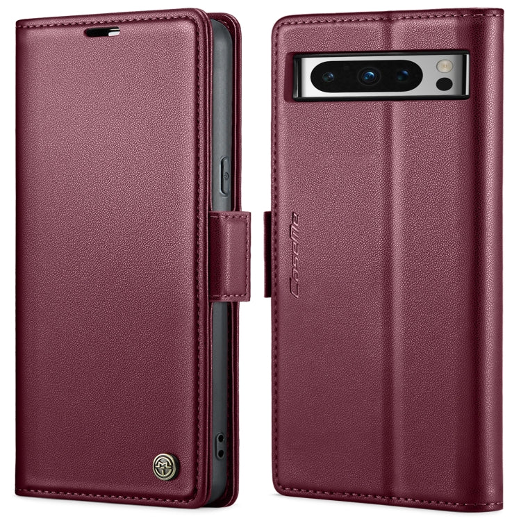 For Google Pixel 8 Pro CaseMe 023 Butterfly Buckle Litchi Texture RFID Anti-theft Leather Phone Case(Wine Red)