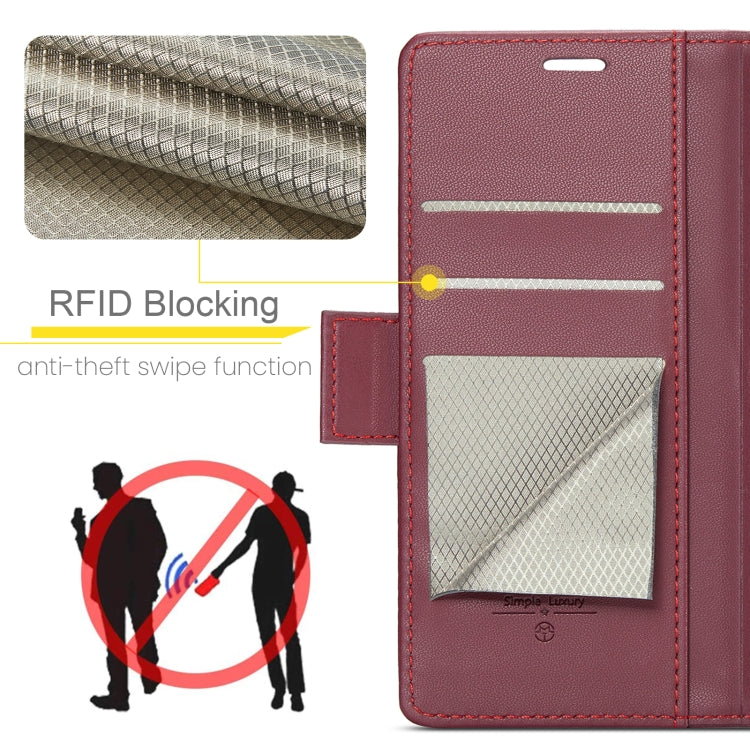 For Google Pixel 8 Pro CaseMe 023 Butterfly Buckle Litchi Texture RFID Anti-theft Leather Phone Case(Wine Red)