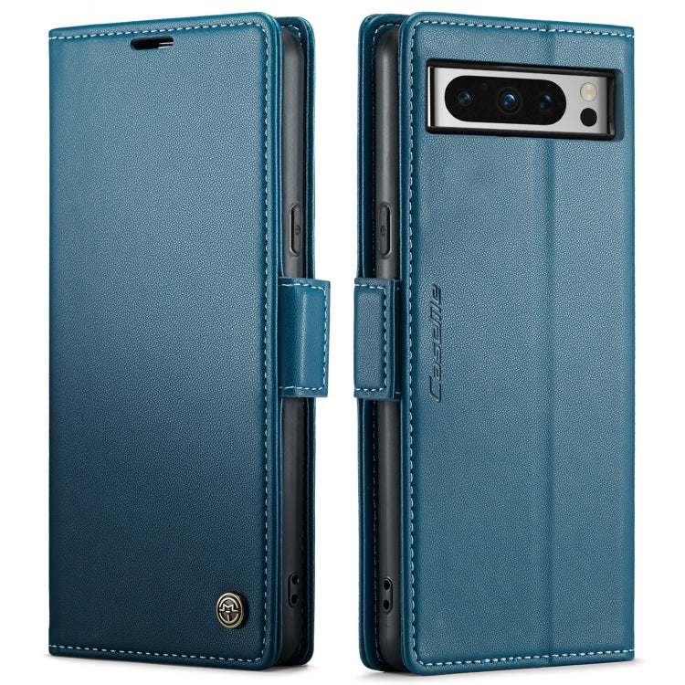 For Google Pixel 8 Pro CaseMe 023 Butterfly Buckle Litchi Texture RFID Anti-theft Leather Phone Case(Blue)