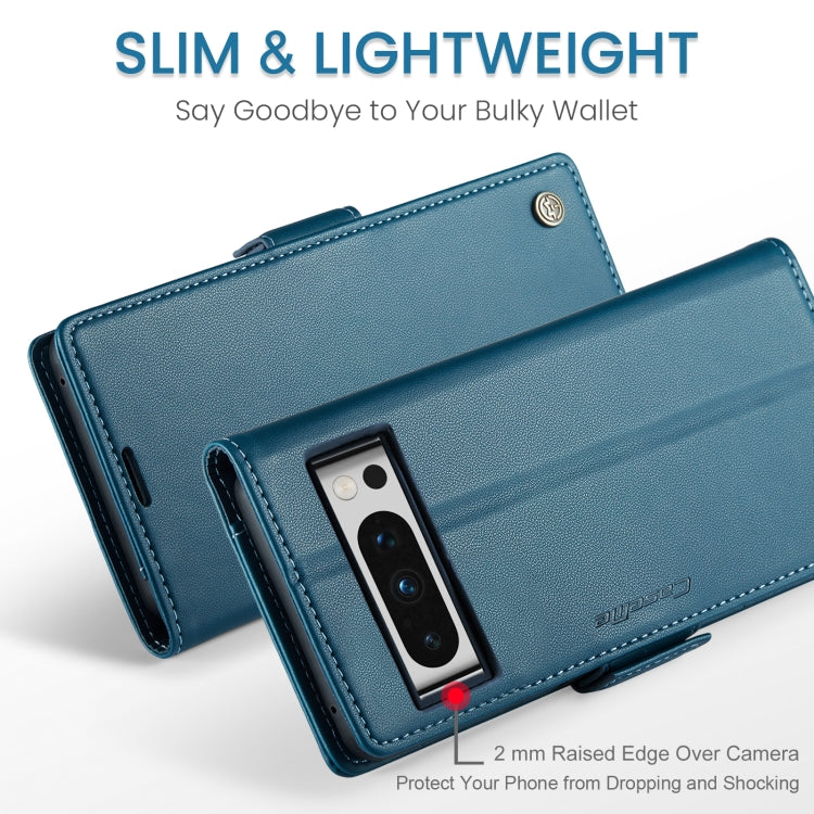 For Google Pixel 8 Pro CaseMe 023 Butterfly Buckle Litchi Texture RFID Anti-theft Leather Phone Case(Blue)