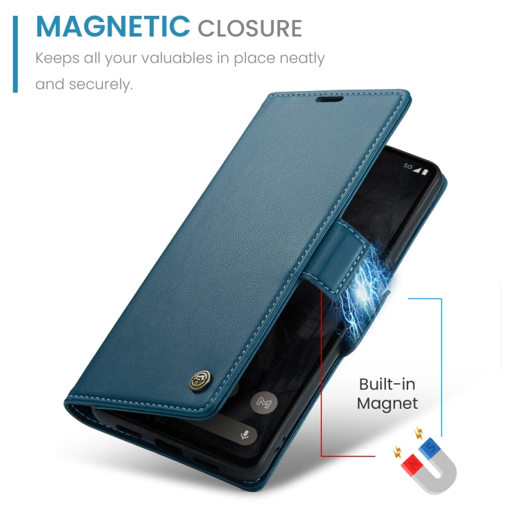 For Google Pixel 8 Pro CaseMe 023 Butterfly Buckle Litchi Texture RFID Anti-theft Leather Phone Case(Blue)