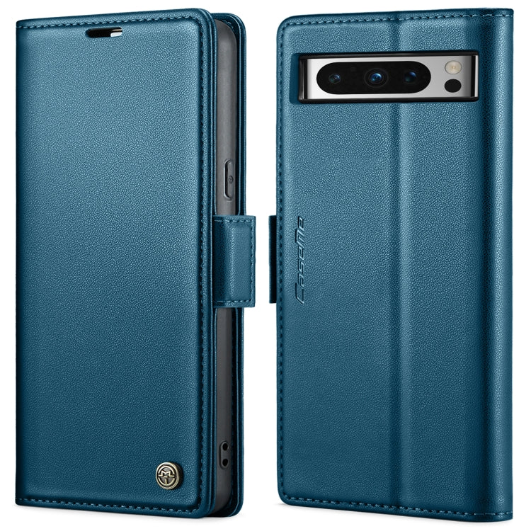 For Google Pixel 8 Pro CaseMe 023 Butterfly Buckle Litchi Texture RFID Anti-theft Leather Phone Case(Blue)