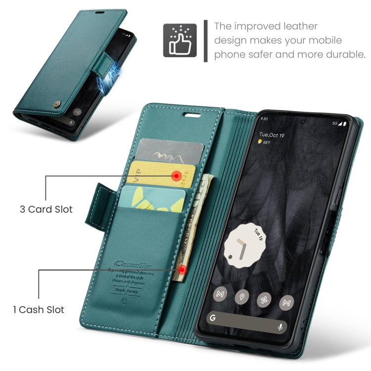 For Google Pixel 8 Pro CaseMe 023 Butterfly Buckle Litchi Texture RFID Anti-theft Leather Phone Case(Pearly Blue)