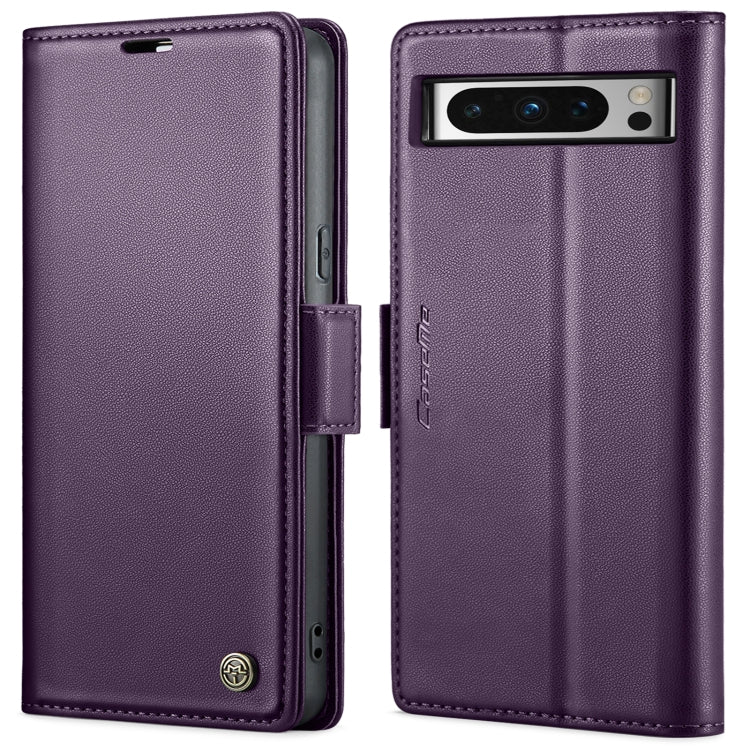 For Google Pixel 8 Pro CaseMe 023 Butterfly Buckle Litchi Texture RFID Anti-theft Leather Phone Case(Pearly Purple)