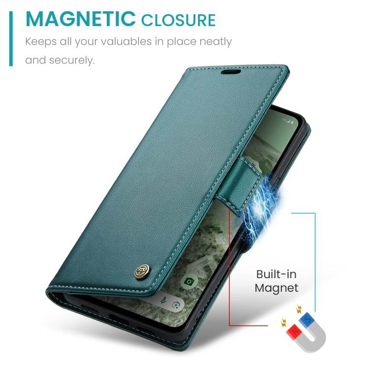 For Google Pixel 8a CaseMe 023 Butterfly Buckle Litchi Texture RFID Anti-theft Leather Phone Case(Pearly Blue)