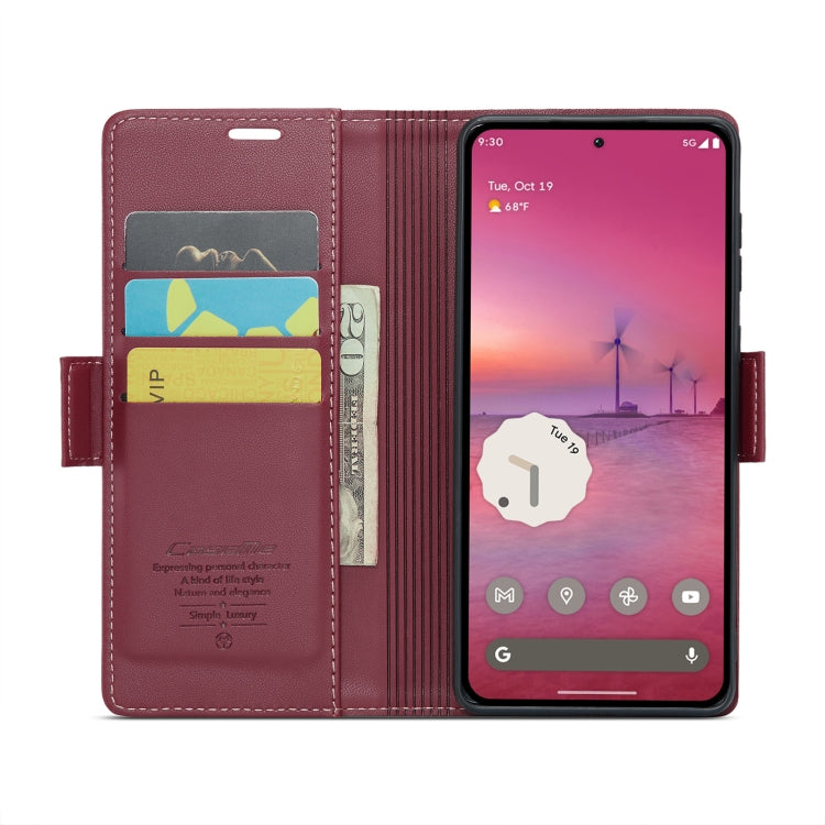 For Google Pixel 9 Pro XL CaseMe 023 Butterfly Buckle Litchi Texture RFID Anti-theft Leather Phone Case(Wine Red)