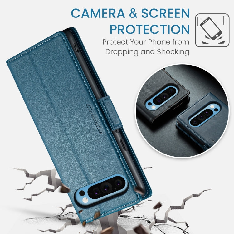For Google Pixel 9 Pro XL CaseMe 023 Butterfly Buckle Litchi Texture RFID Anti-theft Leather Phone Case(Blue)