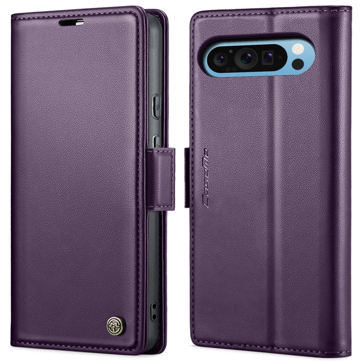 For Google Pixel 9 Pro XL CaseMe 023 Butterfly Buckle Litchi Texture RFID Anti-theft Leather Phone Case(Pearly Purple)