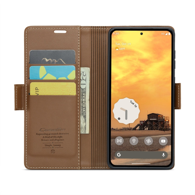 For Google Pixel 9 / 9 Pro CaseMe 023 Butterfly Buckle Litchi Texture RFID Anti-theft Leather Phone Case(Brown)