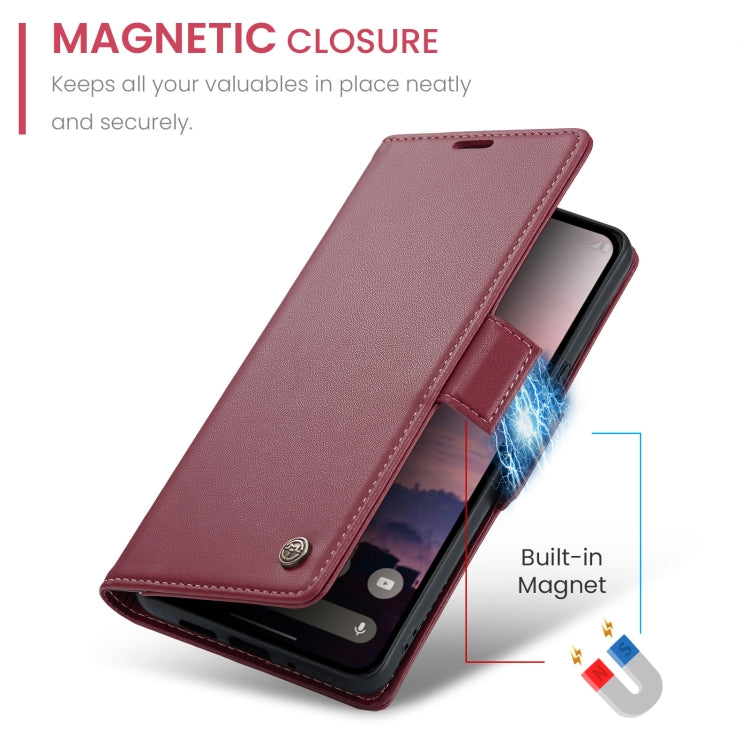 For Google Pixel 9 / 9 Pro CaseMe 023 Butterfly Buckle Litchi Texture RFID Anti-theft Leather Phone Case(Wine Red)