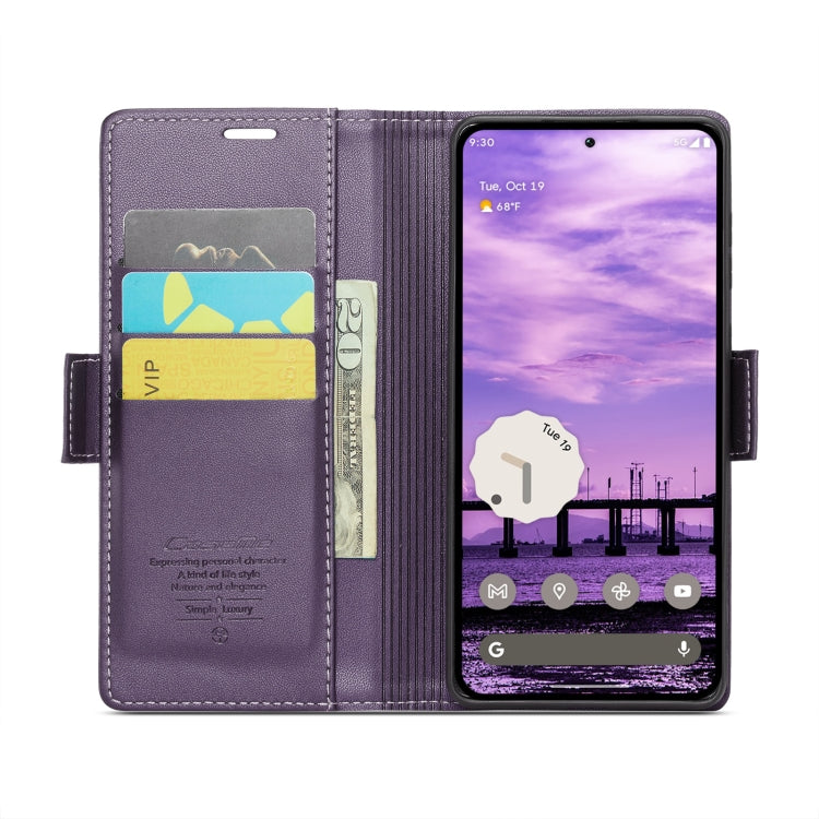 For Google Pixel 9 / 9 Pro CaseMe 023 Butterfly Buckle Litchi Texture RFID Anti-theft Leather Phone Case(Pearly Purple)