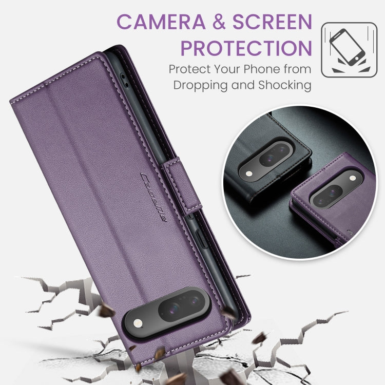 For Google Pixel 9 / 9 Pro CaseMe 023 Butterfly Buckle Litchi Texture RFID Anti-theft Leather Phone Case(Pearly Purple)