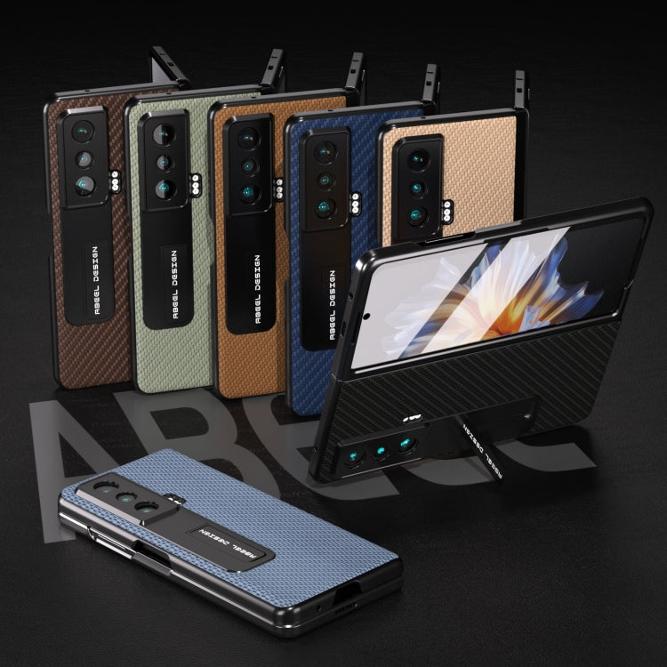 For Honor Magic Vs Carbon Fiber Texture Integrated Protective Phone Case with Holder(Light Blue) - Honor Cases by PMC TechLife | Online Shopping South Africa | PMC TechLife | Buy Now Pay Later Mobicred