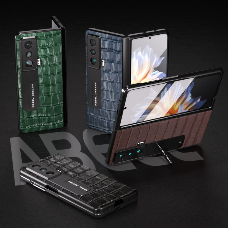 For Honor Magic Vs Integrated Crocodile Texture Genuine Leather Phone Case(Brown) - Honor Cases by PMC TechLife | Online Shopping South Africa | PMC TechLife | Buy Now Pay Later Mobicred