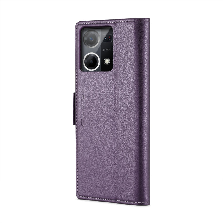 For OPPO Reno7 4G Indonesia/F21 Pro 4G/Reno8 4G CaseMe 023 Butterfly Buckle Litchi Texture RFID Anti-theft Leather Phone Case(Pearly Purple)