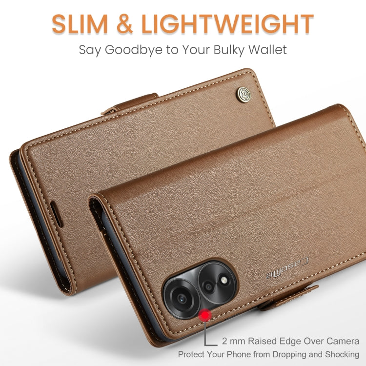 For OPPO A78 4G CaseMe 023 Butterfly Buckle Litchi Texture RFID Anti-theft Leather Phone Case(Brown)