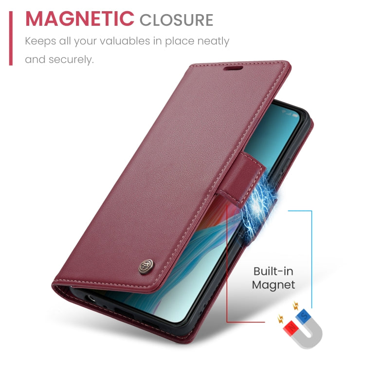 For OPPO A78 4G CaseMe 023 Butterfly Buckle Litchi Texture RFID Anti-theft Leather Phone Case(Wine Red)