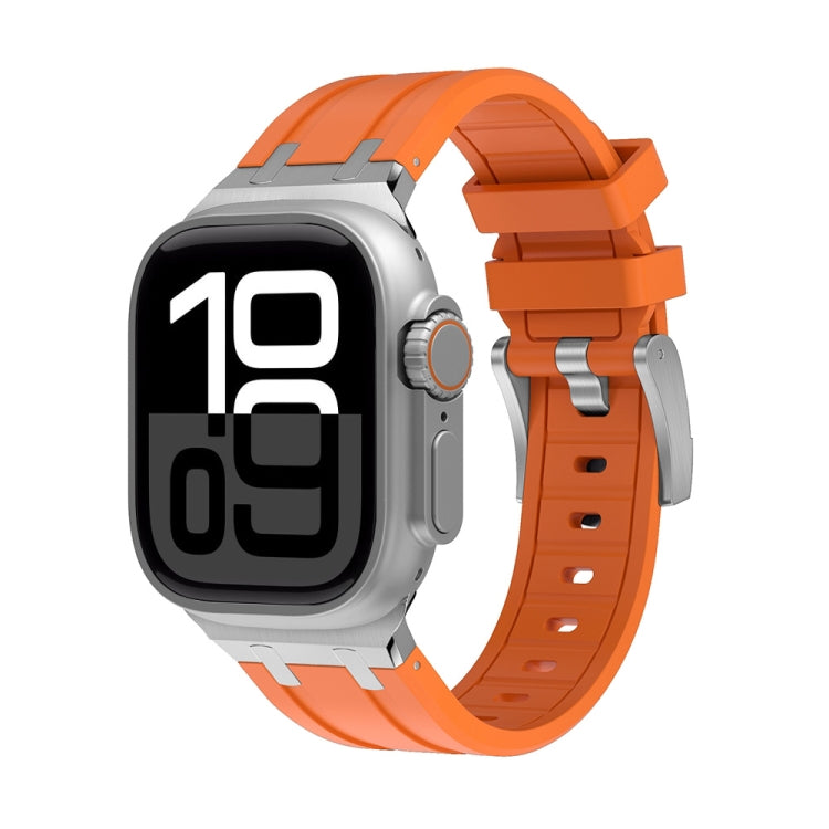 AP Silicone Watch Band For Apple Watch Series 10 42mm(Silver Orange)
