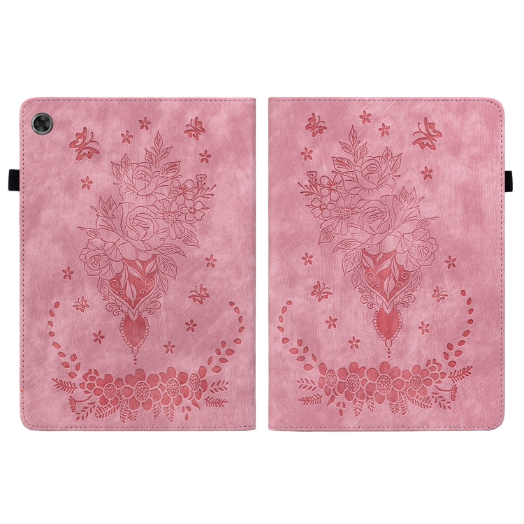 For Lenovo Tab M10 Plus 10.6 3rd Gen Butterfly Rose Embossed Leather Tablet Case(Pink)