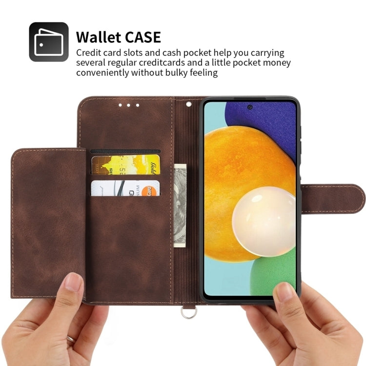For Huawei Pura 70 Skin-feel Flowers Embossed Wallet Leather Phone Case(Brown)