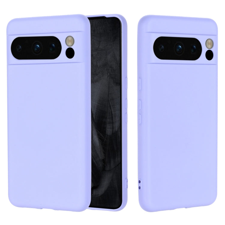 For Google Pixel 8 Pro Pure Color Liquid Silicone Shockproof Phone Case(Purple)