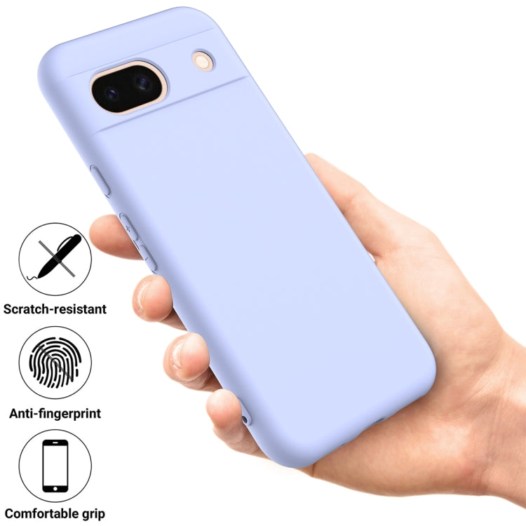 For Google Pixel 8a Pure Color Liquid Silicone Shockproof Phone Case(Purple)
