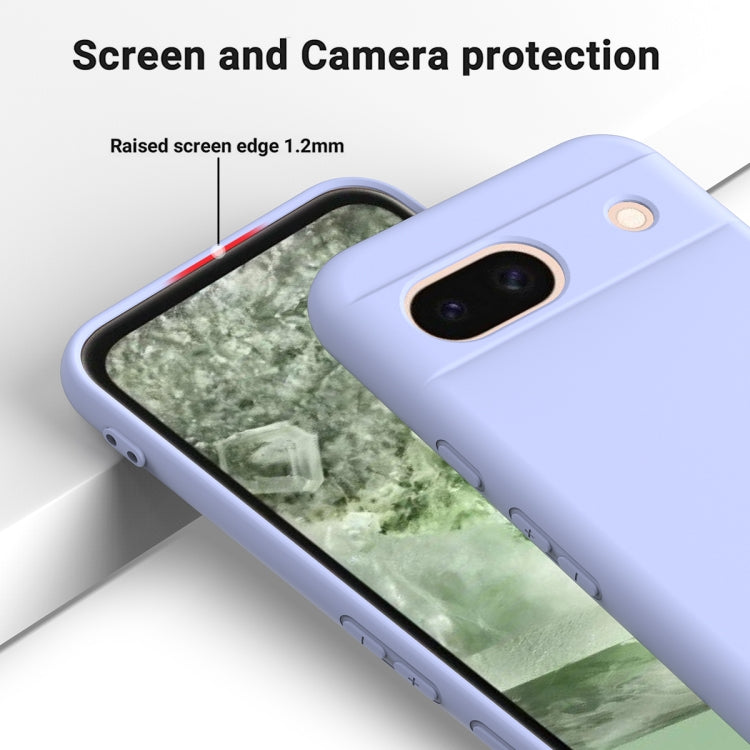 For Google Pixel 8a Pure Color Liquid Silicone Shockproof Phone Case(Purple)