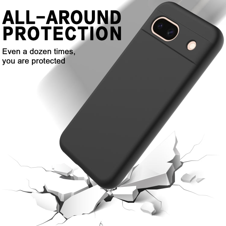 For Google Pixel 8a Pure Color Liquid Silicone Shockproof Phone Case(Black)
