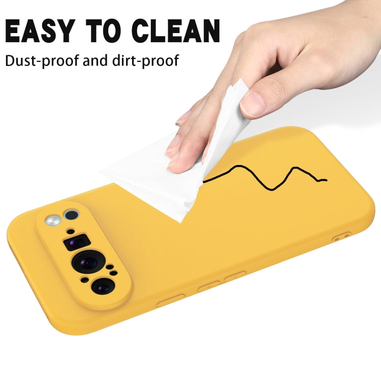 For Google Pixel 9 Pro Pure Color Liquid Silicone Shockproof Phone Case(Yellow) - Google Cases by PMC TechLife | Online Shopping South Africa | PMC TechLife | Buy Now Pay Later Mobicred