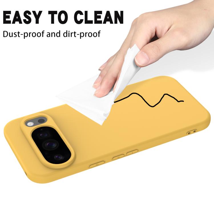 For Google Pixel 10 Pro Pure Color Liquid Silicone Shockproof Phone Case(Yellow) - free shipping - PMC TechLife - Order now!