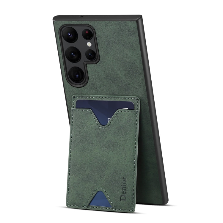 For Samsung Galaxy S24 Ultra 5G Denior PU Back Cover Card Slot Holder Phone Case(Green)