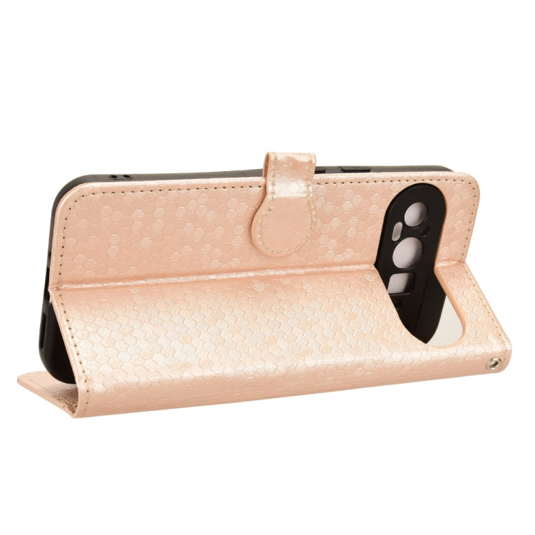 For Google Pixel 9 Honeycomb Dot Texture Leather Phone Case(Gold) - Google Cases by PMC TechLife | Online Shopping South Africa | PMC TechLife | Buy Now Pay Later Mobicred