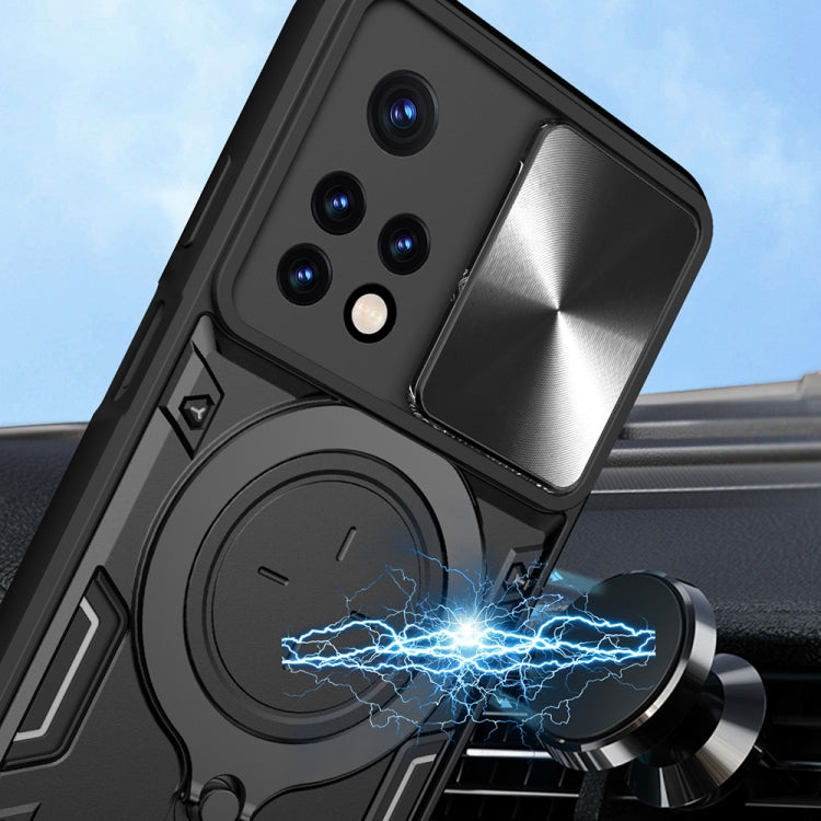 For Xiaomi Redmi Note 11 Global CD Texture Sliding Camshield Magnetic Holder Phone Case(Purple) - Xiaomi Cases by PMC TechLife | Online Shopping South Africa | PMC TechLife | Buy Now Pay Later Mobicred