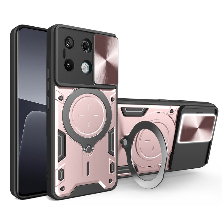 For Xiaomi Redmi Note 13 Pro 5G CD Texture Sliding Camshield Magnetic Holder Phone Case(Pink)