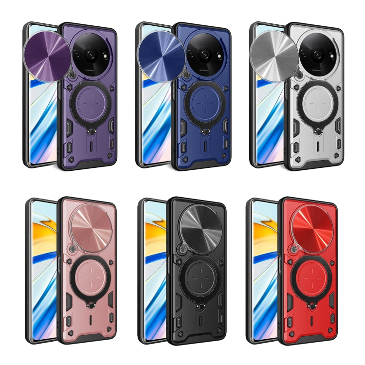 For Xiaomi Redmi A3 CD Texture Sliding Camshield Magnetic Holder Phone Case(Blue)