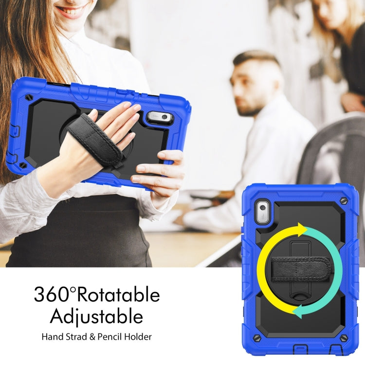 For Lenovo Tab M9 Silicone Hybrid PC Tablet Case with Shoulder Strap(Blue)