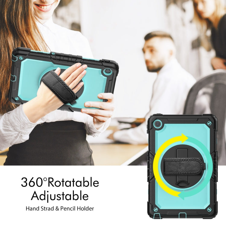 For Lenovo Tab M10 Plus 10.6 Gen 3rd Silicone Hybrid PC Tablet Case with Shoulder Strap(Light Blue PC)