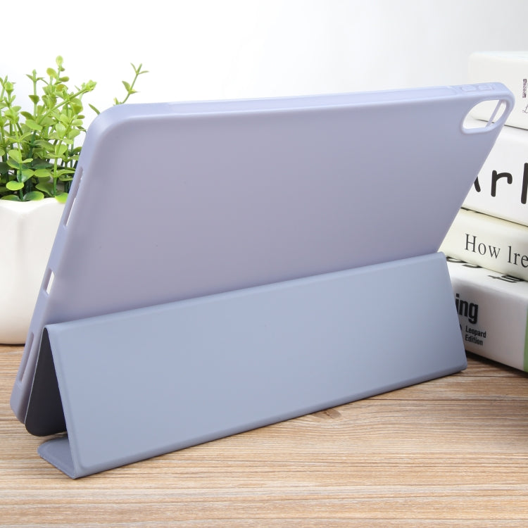 For iPad 10.9 2022 / Air 5 / Air 4 GEBEI 3-folding Holder Shockproof Flip Leather Tablet Case(Light Purple)